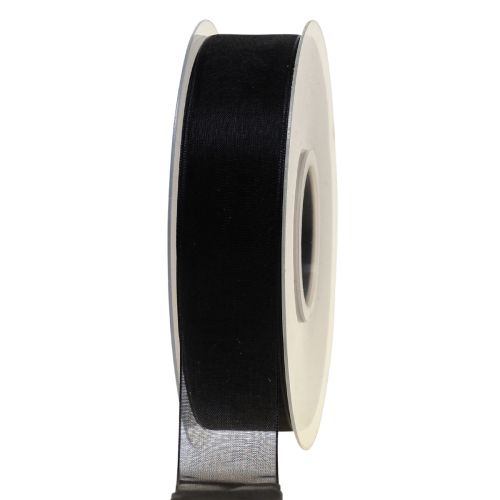 Floristik24 Cinta de luto organza orillo negra 25mm 50m