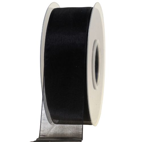 Floristik24 Cinta de luto organza orillo negra 40mm 50m