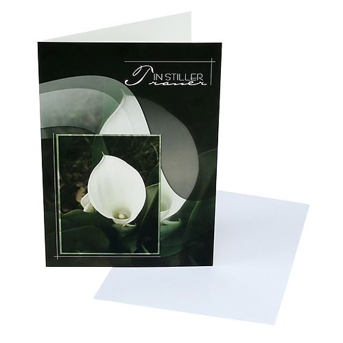Floristik24 Tarjetas de luto con Calla "En duelo silencioso" 5 piezas
