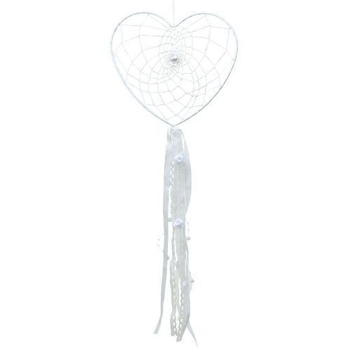 Floristik24 Atrapasueños corazón blanco 55cm 2pcs