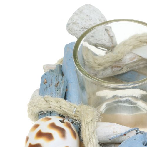 Floristik24 Portavelas Driftwood con candelita de vidrio Ø12cm H8cm