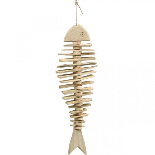 Deco fish driftwood nature, decoración de verano para colgar marítimo L59cm