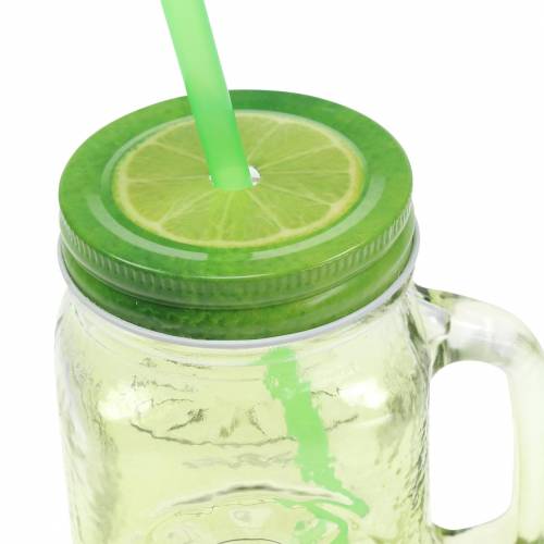 Floristik24 Vaso con tapa y pajita surtido Ø7cm H13.5cm 2pcs