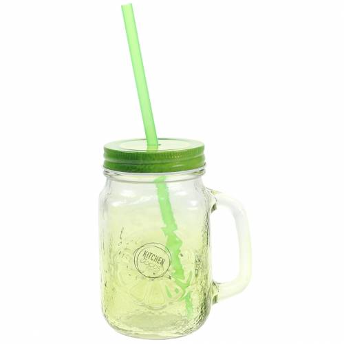 Floristik24 Vaso con tapa y pajita surtido Ø7cm H13.5cm 2pcs