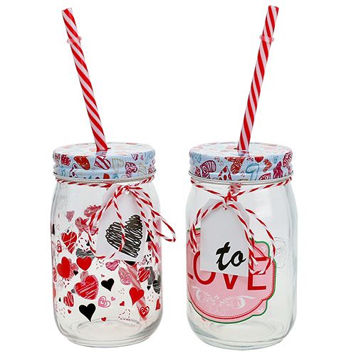 Floristik24 Vaso con tapa y pajita Al 13,5 cm 2 piezas
