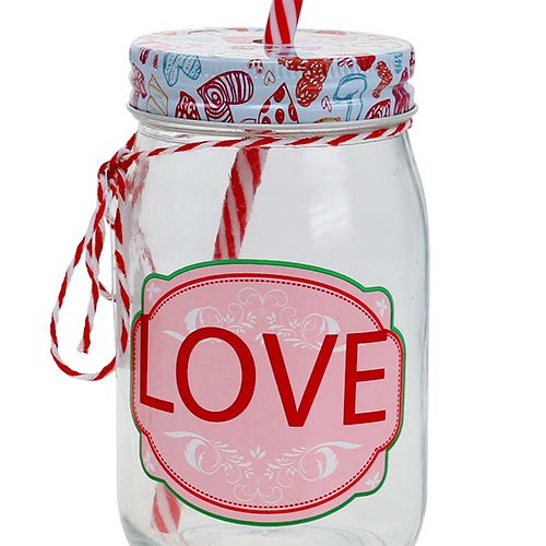 Floristik24 Vaso con tapa y pajita Al 13,5 cm 2 piezas