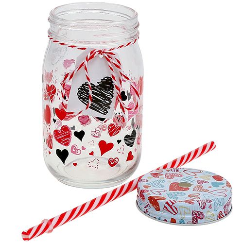 Floristik24 Vaso con tapa y pajita Al 13,5 cm 2 piezas
