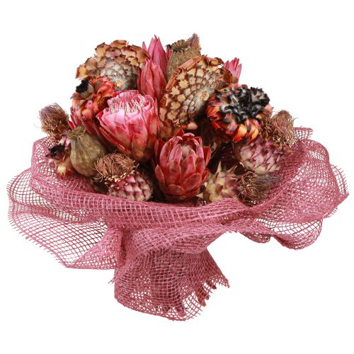 Floristik24 Mezcla de flores secas protea rosa amapola alcachofa 38cm 580g