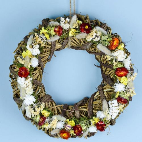 Floristik24 Ramo de flores secas con pastos de pradera blanco, verde, marrón 125g flores secas