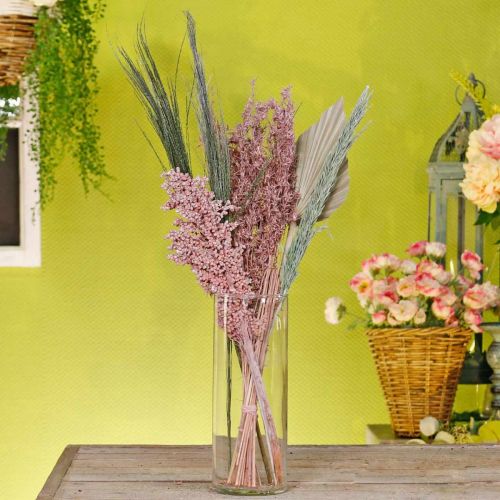 Floristik24 Conjunto de ramo de flores secas mezcla exótica blanco-rosa secado