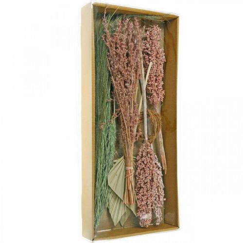 Floristik24 Conjunto de ramo de flores secas mezcla exótica blanco-rosa secado