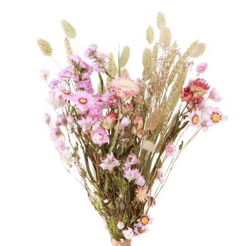 Floristik24 Ramo de flores secas de Lagurus, color rosa y trigo, 55 cm