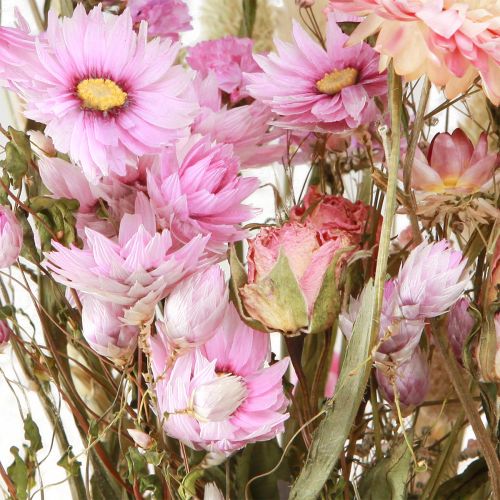 Artículo Ramo de flores secas de Lagurus, color rosa y trigo, 55 cm