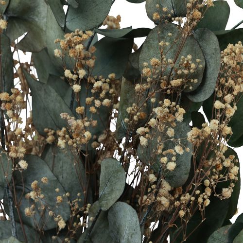 Floristik24 Ramo de flores secas eucalipto gypsophila preservado 50cm verde