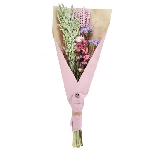Artículo Ramo de flores secas flores de paja playa lila rosa 58cm