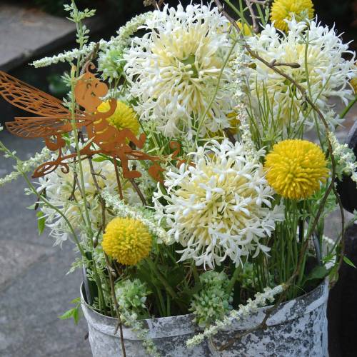 Floristik24 Baquetas Craspedia Flor de jardín artificial amarilla Flores de seda 15 piezas