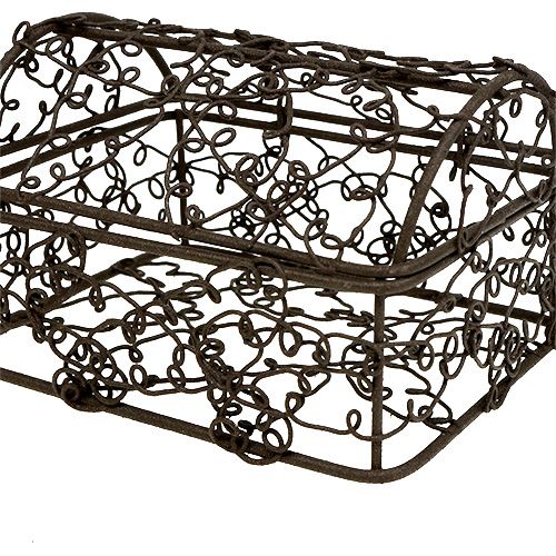 Floristik24 Cofre de alambre 7,5cm x 10cm / 9cm x 12cm Conjunto marrón de 2