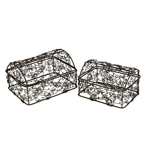 Floristik24 Cofre de alambre 7,5cm x 10cm / 9cm x 12cm Conjunto marrón de 2