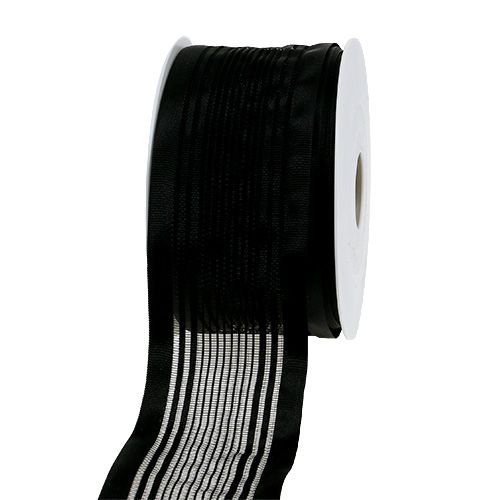 Floristik24 Cinta de tul, cinta de luto negra 50mm