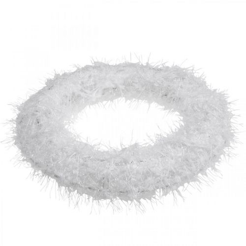 Floristik24 Corona de puerta Corona navideña blanca corona decorativa lana decoración adviento Ø28cm