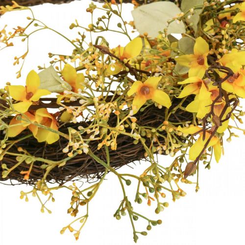 Artículo Corona de puerta forsythia artificial deco corona amarilla Ø48cm