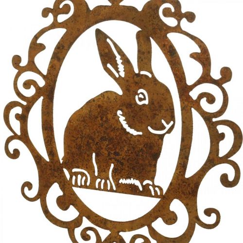 Artículo Conejito para colgar pátina Decoración de Pascua conejito de Pascua de metal Al. 20 cm