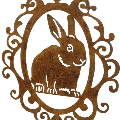 Floristik24 Conejito para colgar pátina Decoración de Pascua conejito de Pascua de metal Al. 20 cm