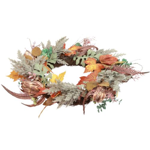 Corona de puerta Protea Corona artificial con hojas de otoño Ø55cm