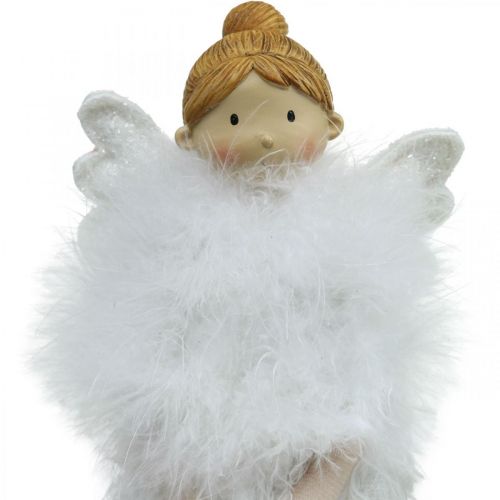 Tope de puerta Ángel de Navidad, figura de ángel H38cm Blanco