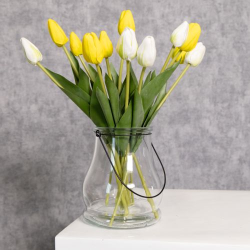 Artículo Flores de tulipán artificiales para una decoración primaveral realista en el salón o la oficina, 40 cm, 7 piezas