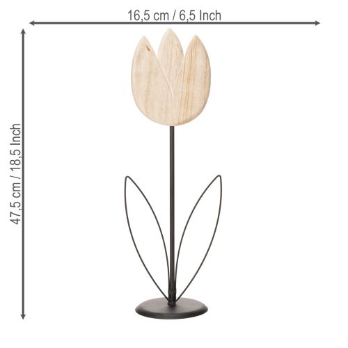 Artículo Figura decorativa de tulipán sobre soporte para un toque elegante en la sala de estar, 47,5 cm