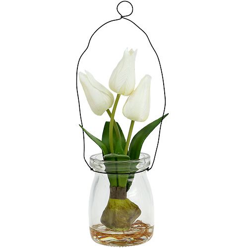 Floristik24 Tulipán blanco en vidrio A21cm 1pc