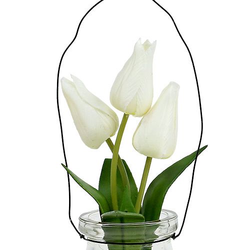 Artículo Tulipán blanco en vidrio A21cm 1pc