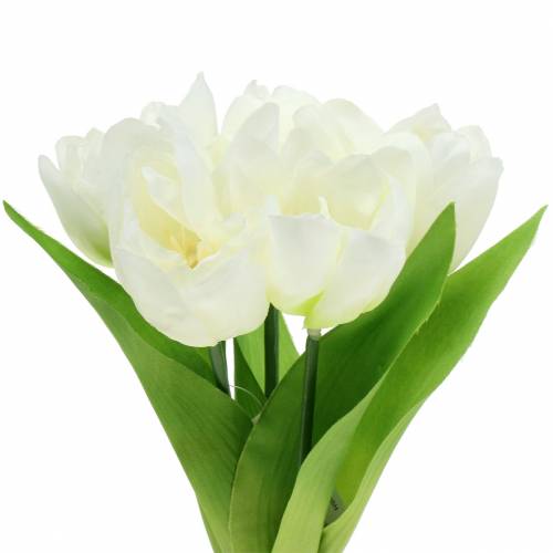 Floristik24 Ramo de tulipanes decorativos primaverales blanco 26,5cm 5 piezas