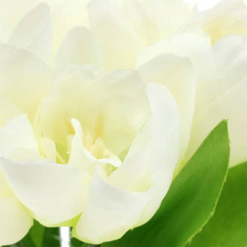 Floristik24 Ramo de tulipanes decorativos primaverales blanco 26,5cm 5 piezas