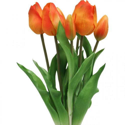 Floristik24 Tulipán artificial naranja ramo de flores artificiales 38cm 7pcs