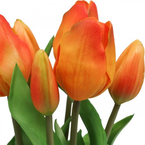 Floristik24 Tulipán artificial naranja ramo de flores artificiales 38cm 7pcs