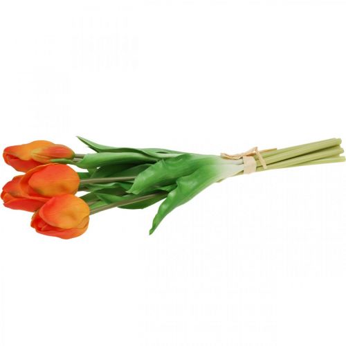 Floristik24 Tulipán artificial naranja ramo de flores artificiales 38cm 7pcs