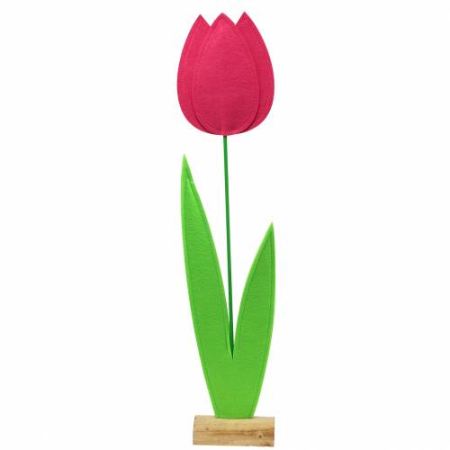 Floristik24 Flor de fieltro gigante tulipán verde, rosa 19.5cm x 24cm H88cm decoración de escaparate