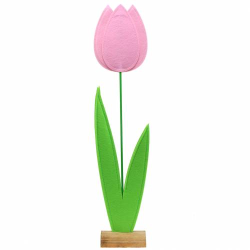Floristik24 Flor de fieltro tulipán decoración escaparate rosa Al. 88 cm