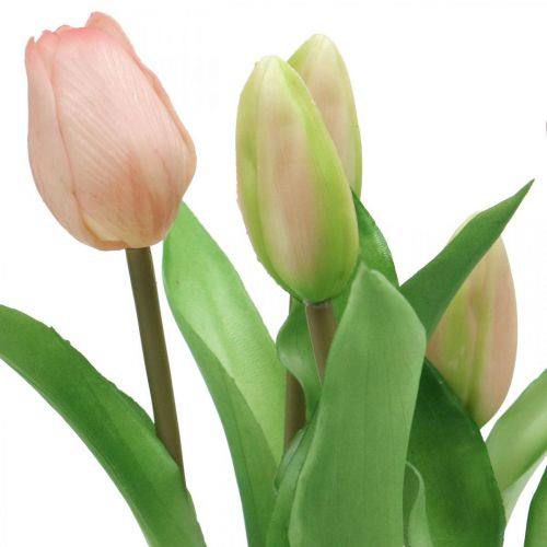 Artículo Tulipán rosa, verde en maceta Planta artificial en maceta tulipán decorativo H23cm