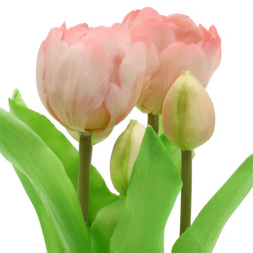 Artículo Flores artificiales en maceta Tulipanes artificiales rosa amarillo 22,5 cm