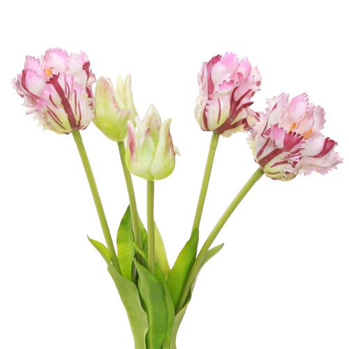 Artículo Tulipanes artificiales loro tulipanes morados ramo con 5 flores 40cm
