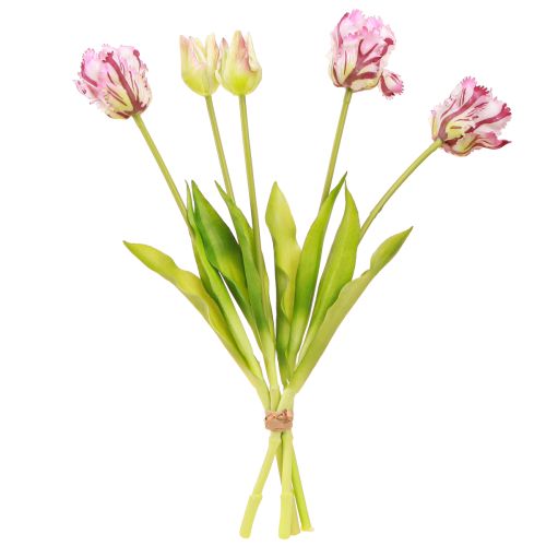 Artículo Tulipanes artificiales loro tulipanes morados ramo con 5 flores 40cm
