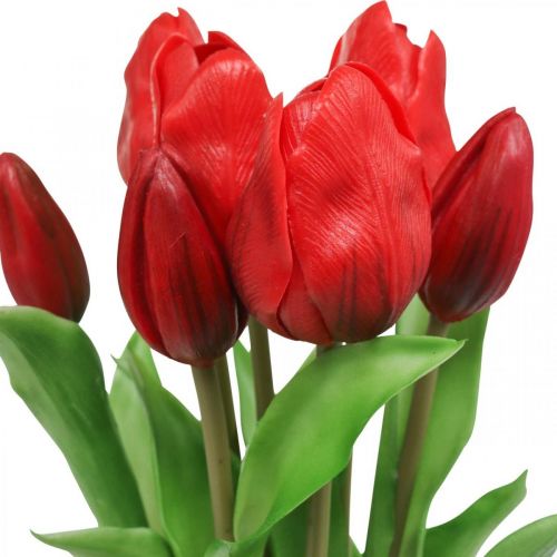 Artículo Tulipán rojo flor artificial tulipán decoración Real Touch 38cm paquete de 7 piezas