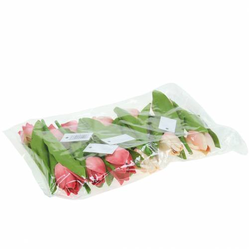 Floristik24 Tulip mix flores artificiales rosa albaricoque 16cm 12pcs