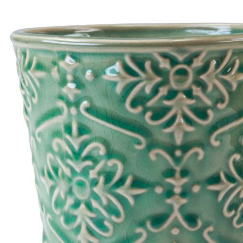 Artículo Jardinera cerámica craquelada esmaltada verde Ø11cm H11cm 3ud