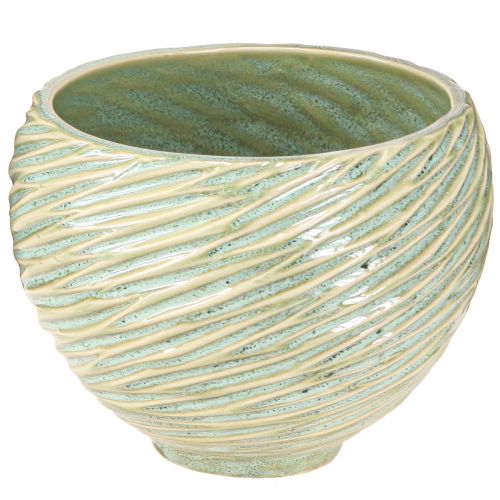 Floristik24 Macetero decorativo cuenco de cerámica en color verde Ø15cm H11cm 2uds