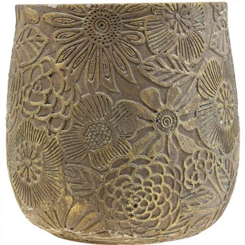Artículo Jardinera flores doradas maceta de cerámica Ø13.5cm H15cm