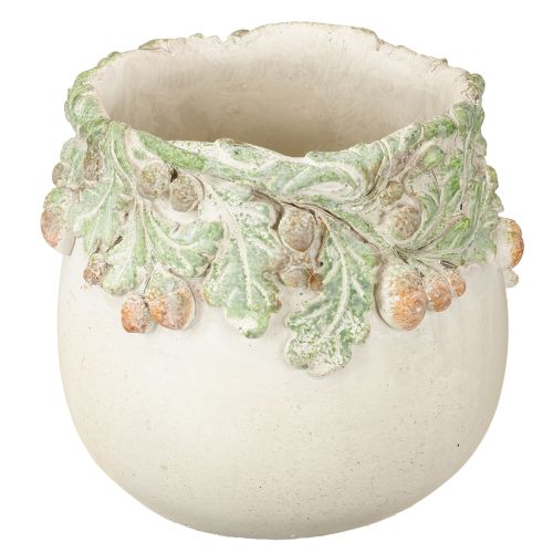 Maceta de bellotas de otoño de piedra fundida, Ø14,5 cm, altura 13 cm